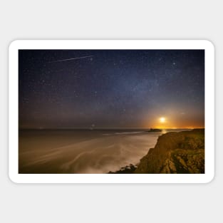The Moon over Worms Head, Rhossili at Night Sticker